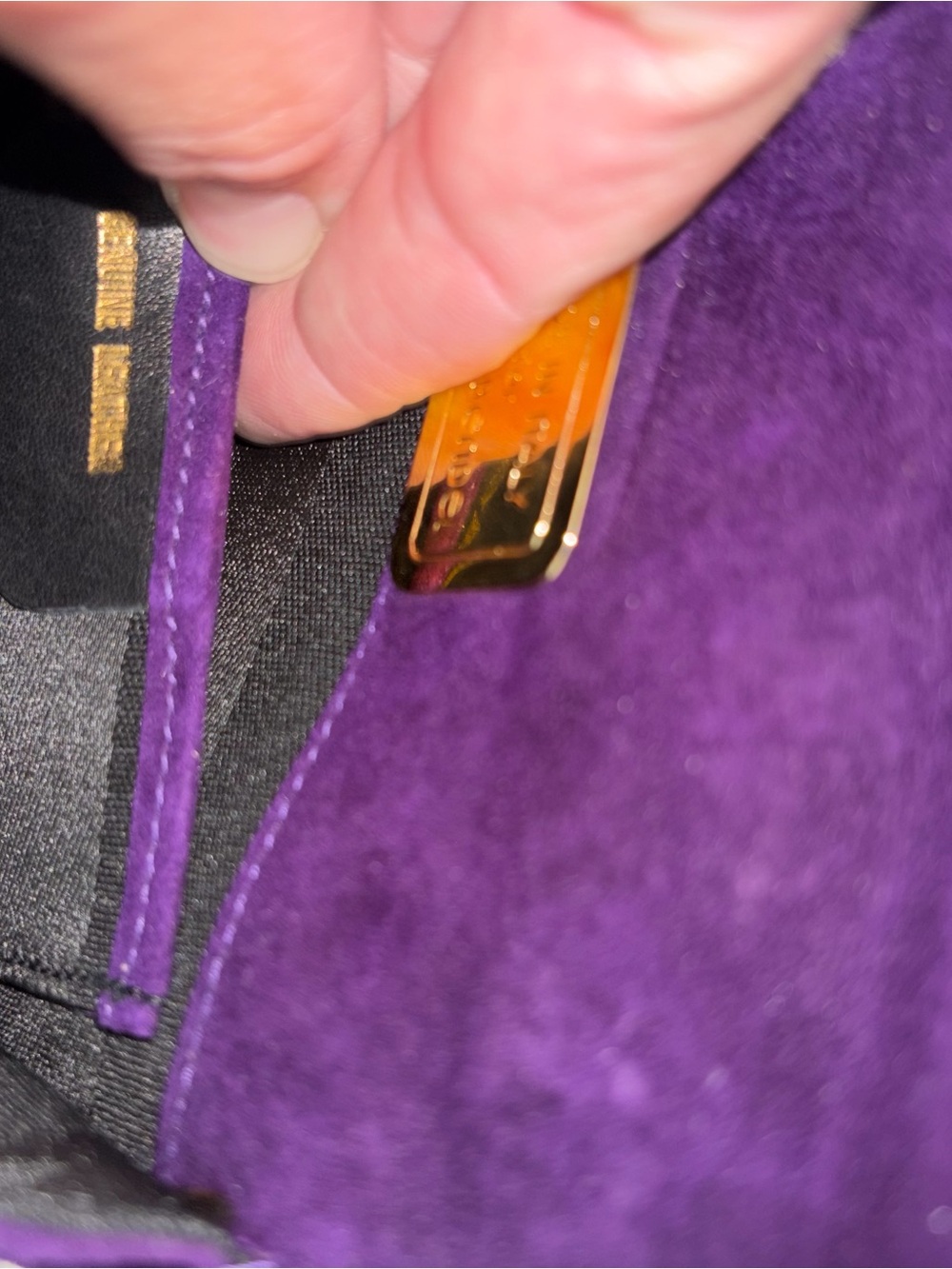 Henri Bendel Purple Velvet Mini Evening Bag Pearl Gold Leather Made In Italy - Picture 8 of 14